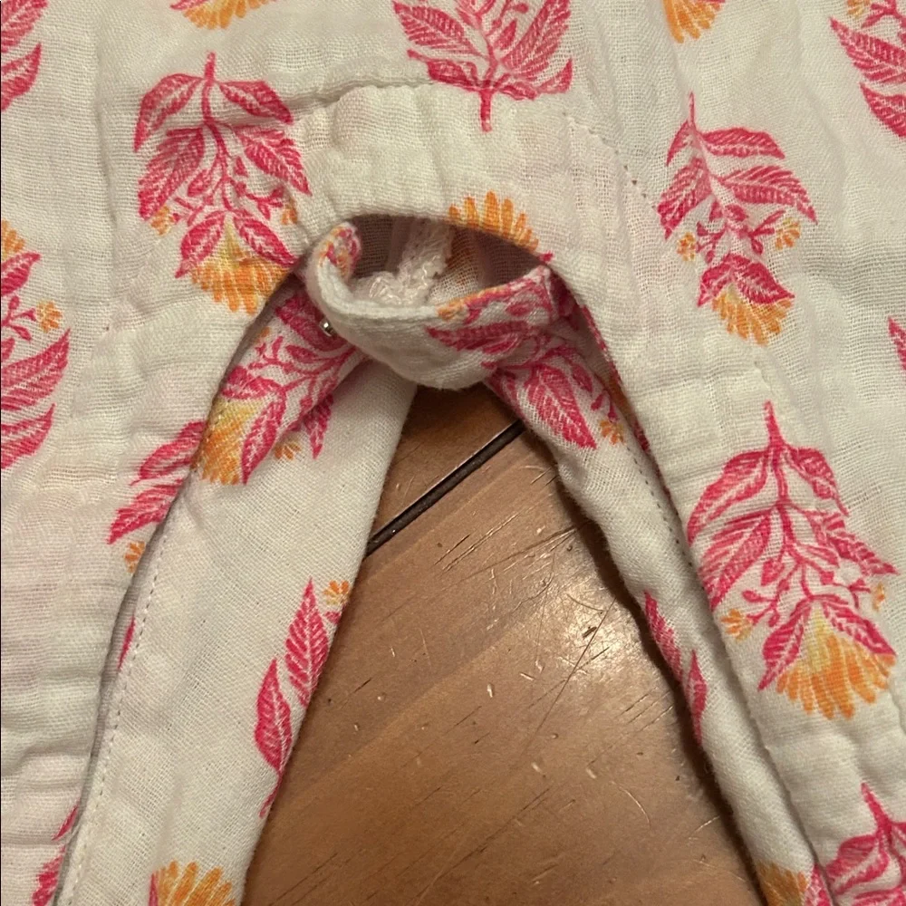 Old Navy Cream Jumpsuit with Pink and Yellow Leaf Print